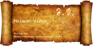 Heiman Vidor névjegykártya